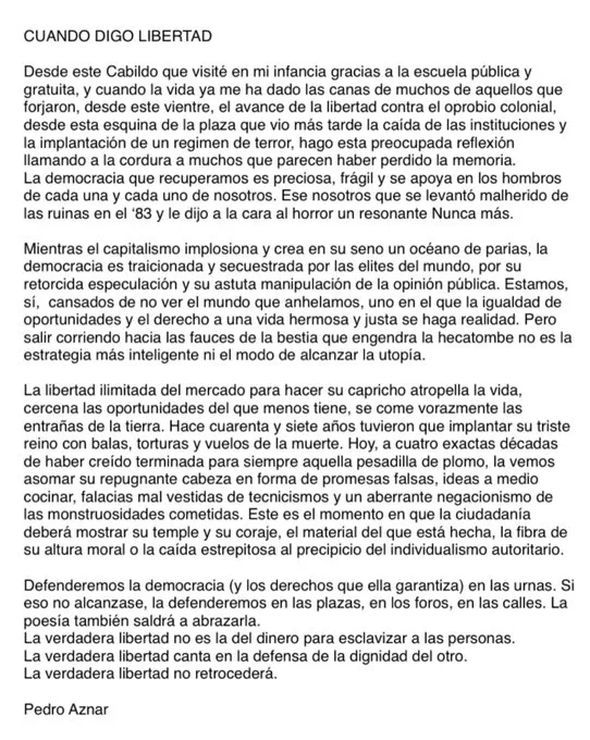 texto pedro aznar balotaje