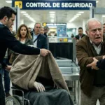 Quiso subir al avión con el cadáver de su esposa en silla de ruedas